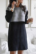 Rebadress Crewneck Splice Knee Length Sweater Dress