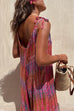 Rebadress V Neck Tie Shoulder Pockets Tie Dye Cami Jumpsuit