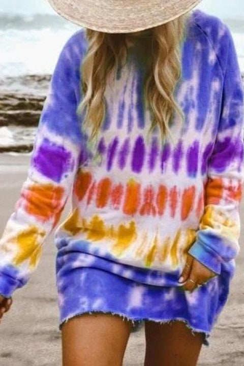 Rebadress Long Sleeve Tie Dye Sweatshirt Dress