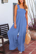 Rebadress Wide Straps Smocked High Waist Ruffle Wide Leg Jumpsuit