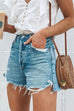 Rebadress Street Style Raw Hem Ripped Shorts with Pockets