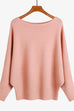 Rebadress Boat Neck Batwing Sleeves Ribbed Knit Sweater