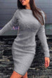 Rebadress Crewneck Stretchy Fuzzy Bodycon Dress