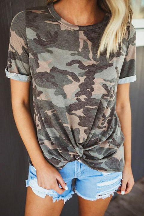 Rebadress Camo Short Sleeve Casual Basic Shirt