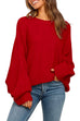 Rebadress Batwing Long Sleeves Ribbed Knit Tunic Sweater