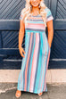 Rebadress Color Block Stripes Waisted Maxi Dress