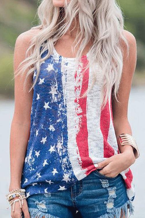 Rebadress American Flag Print Tank Top