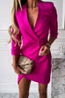 Rebadress Wrap V Neck Belted Waist Blazer Dress