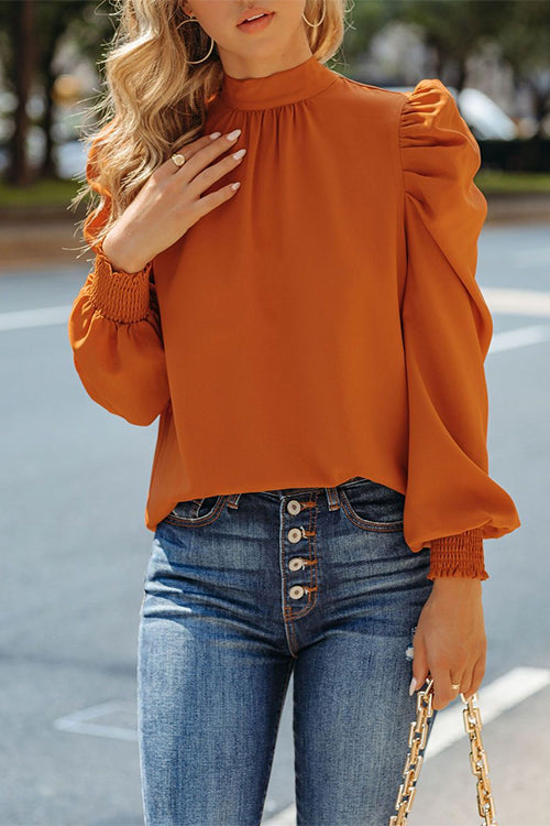 Rebadress Mockneck Ruffle Long Sleeve Blouse Shirt