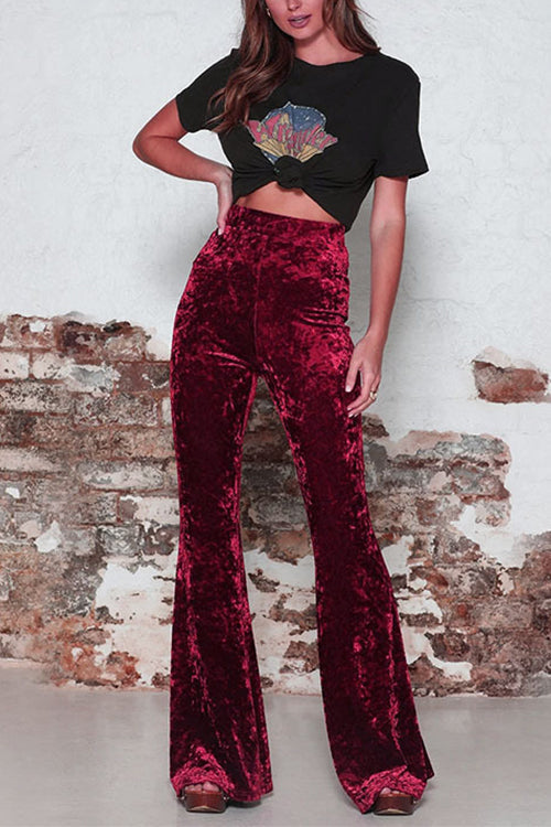 Rebadress High Waist Wide Leg Long Velvet Pants