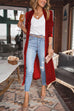 Rebadress Stylish Lapel Open Front Long Sleeve Velvet Coat