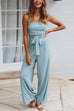 Rebadress Off Shoulder Bow Tie Waist Wide Leg Jumpsuit