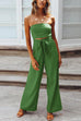 Rebadress Off Shoulder Bow Tie Waist Wide Leg Jumpsuit