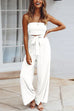 Rebadress Off Shoulder Bow Tie Waist Wide Leg Jumpsuit