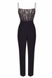 Rebadress Solid Lace Splice Straight Leg Cami Jumpsuit