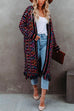 Rebadress Tassel Open Front Multi-colored Print Knit Cardigans