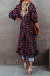 Rebadress Tassel Open Front Multi-colored Print Knit Cardigans