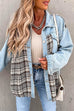 Rebadress Button Down Long Sleeve Splice Plaid Jacket