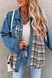 Rebadress Button Down Long Sleeve Splice Plaid Jacket