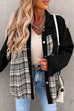 Rebadress Button Down Long Sleeve Splice Plaid Jacket