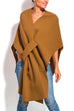 Rebadress Solid V Neck Wrapped Batwing Cloak Sweater