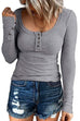 Rebadress Crewneck Buttons Long Sleeve Bottoming Top