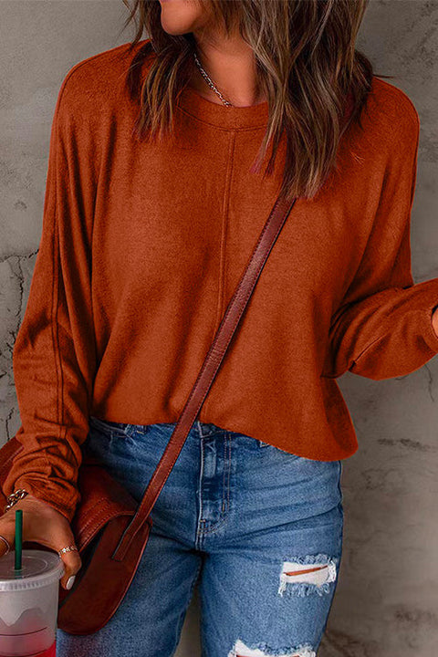 Rebadress Crewneck Batwing Sleeve Plain Sweatshirt