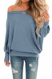 Rebadress Solid Batwing Long Sleeves Waffle Top