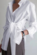 Rebadress Lapel Long Sleeve Button Down Knot Front Shirt