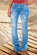 Rebadress Button Down Distressed Ripped Jeans with Pockets