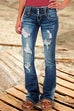 Rebadress Button Down Distressed Ripped Jeans with Pockets