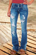 Rebadress Button Down Distressed Ripped Jeans with Pockets