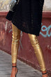 Rebadress Solid Slim Fit Faux Leather Leggings Pants