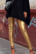 Rebadress Solid Slim Fit Faux Leather Leggings Pants