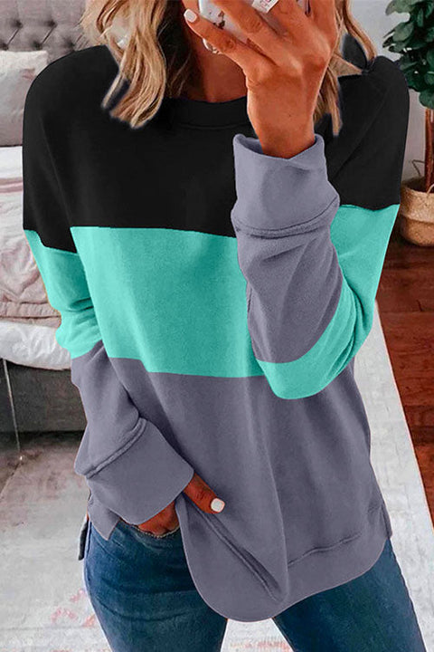 Rebadress Crewneck Long Sleeve Color Block Sweatshirt