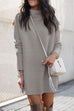 Rebadress Solid Crewneck Long Sleeve Knit Dress