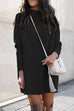 Rebadress Solid Crewneck Long Sleeve Knit Dress