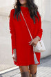 Rebadress Solid Crewneck Long Sleeve Knit Dress