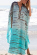 Rebadress Deep V Neck Tie Dye Side Split Beach Dress