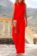 Rebadress Crewneck Sleeveless Waisted Wide Leg Jumpsuit