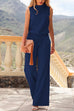 Rebadress Crewneck Sleeveless Waisted Wide Leg Jumpsuit