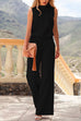 Rebadress Crewneck Sleeveless Waisted Wide Leg Jumpsuit