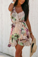 Rebadress V Neck Tie Waist Ruffle Printed Cami Dress