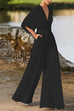 Rebadress Deep V Neck High Waist Wide Leg Jumpsuit