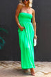 Rebadress Strapless Smocked Pocketed Wide Leg Jumpsuit