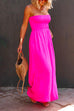 Rebadress Strapless Smocked Pocketed Wide Leg Jumpsuit