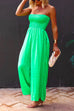 Rebadress Strapless Smocked Pocketed Wide Leg Jumpsuit