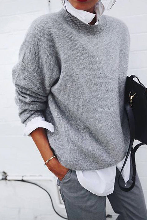 Rebadress Fake Two Pieces Contrast Collared Sweater