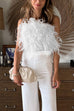 Rebadress Fuzzy Feather Crop Tube Top