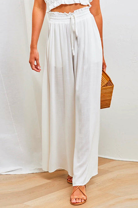 Rebadress Drawstring Elastic Waist Wide Leg Baggy Pants(5 Colors Available)